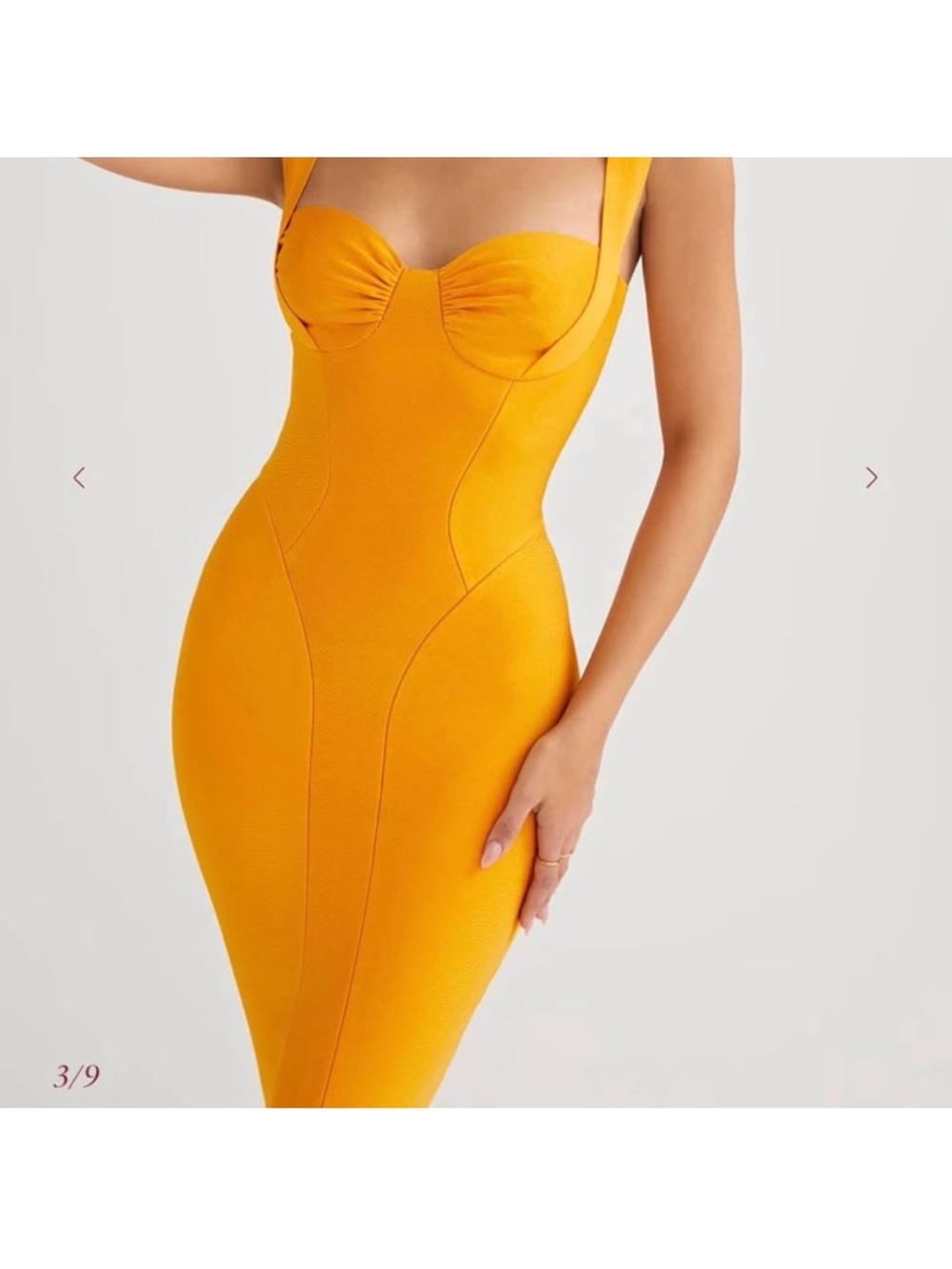 House of CB Yellow Structured Bust Midi Dress